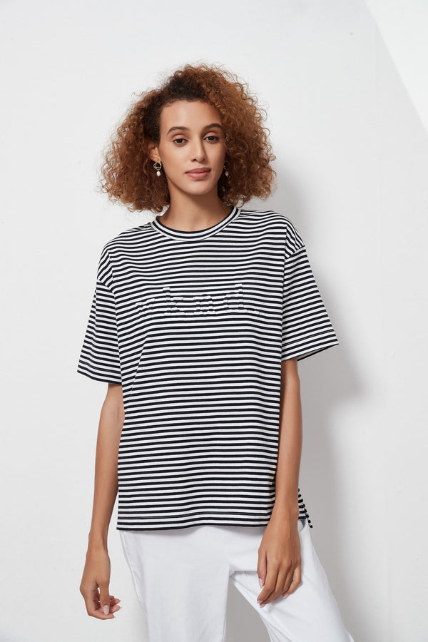 STRIPE EMB TEE